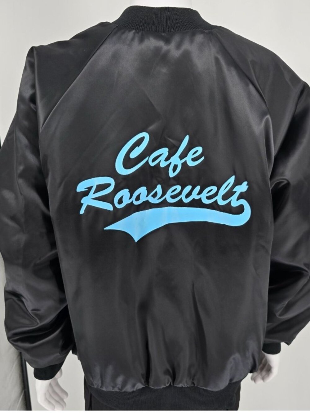 Vintage 1990s Auburn Sportswear Cafe Roosevelt Back Graphic Nylon Jacket (XXL)